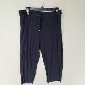 Tahari Women's Cropped Pajama Lounge Pants Dark Blue Size M Lightweight
